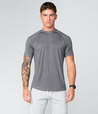 Born Tough Men Extended Scallop Hem Core Fit SS Shirt Gray