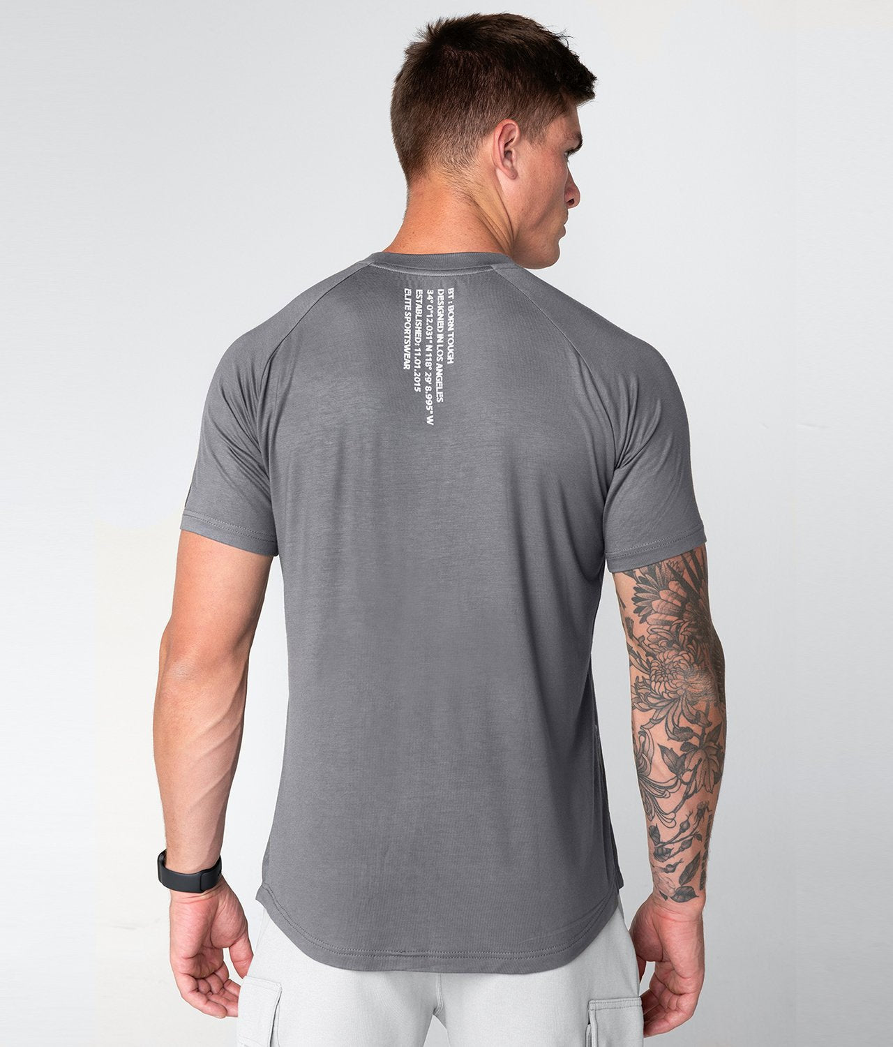 Born Tough Core Fit Short Sleeve Gray Gym Workout Shirt For Men