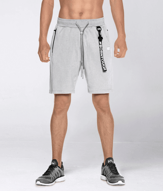 Born Tough Men Signature Blend Fabric Core Fit Zippered Shorts Metal Gray