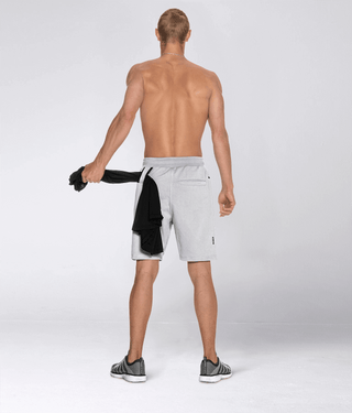 Born Tough Men Heat Sealed Zip Pocket Core Fit Zippered Shorts Metal Gray