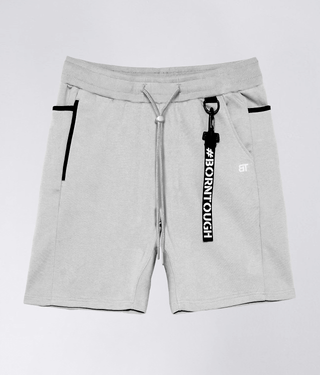 Born Tough Men Breathable Elastic Panel Core Fit Zippered Shorts Metal Gray
