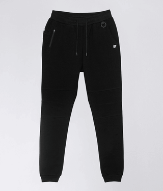 Born Tough Core Fit Shape Retention Zippered Jogger Pants for Men Black