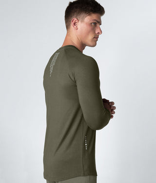 Born Tough Men Flatlock Seams Core Fit LS Shirt Army Green