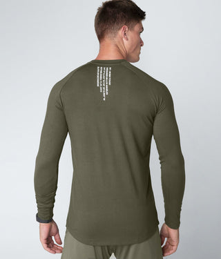 Born Tough Men Reflected Logo Core Fit LS Shirt Army Green