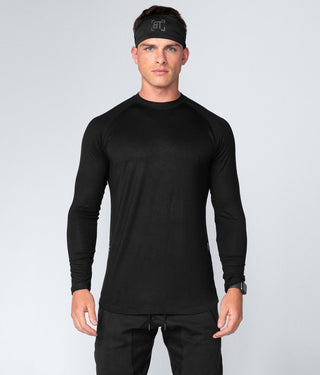 Born Tough Men Extended Scallop Hem Core Fit LS Shirt Black