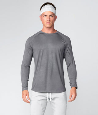 Born Tough Men Extended Scallop Hem Core Fit LS Shirt Gray