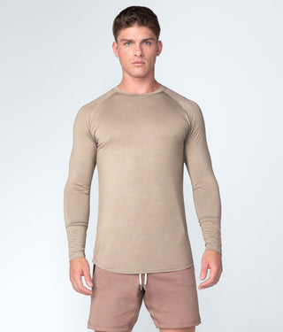 Born Tough Men Extended Scallop Hem Core Fit LS Shirt Lunar Rock