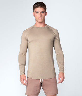 Born Tough Men Extended Scallop Hem Core Fit LS Shirt Lunar Rock