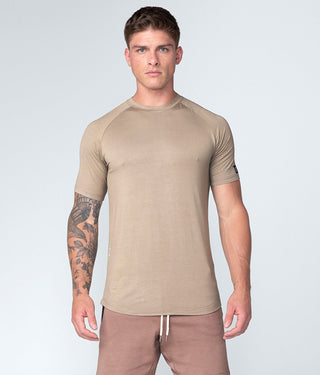 Born Tough Men Extended Scallop Hem Core Fit SS Shirt Lunar Rock