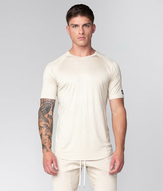 Born Tough Men Extended Scallop Hem Core Fit SS Shirt Stone