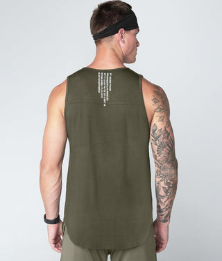 Born Tough Men Reflective Logo Core Fit Tank Army Green