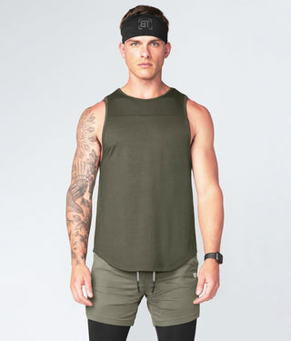 Born Tough Men Signature Blend Core Fit Tank Army Green