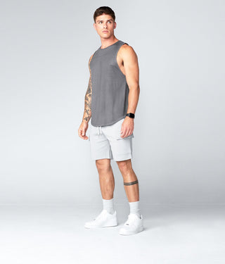 Born Tough Men Extended Scallop Hem Core Fit Tank Gray
