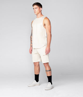 Born Tough Men Extended Scallop Hem Core Fit Tank Stone