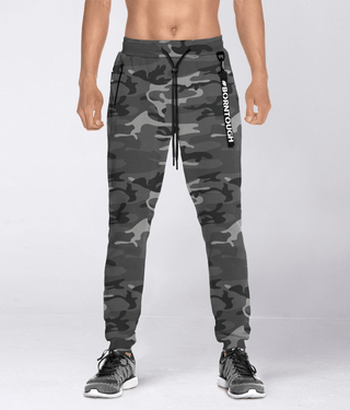 Born Tough High-Quality Core Fit Zippered Jogger Pants for Men Grey Camo
