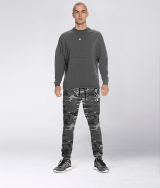 Born Tough Core Fit 4-Way Stretch Zippered Jogger Pants for Men Grey Camo