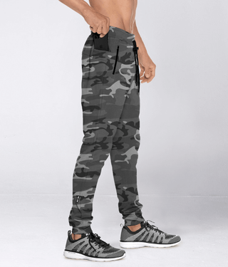 Born Tough Core Fit Leg Gusset Zippered Jogger Pants for Men Grey Camo