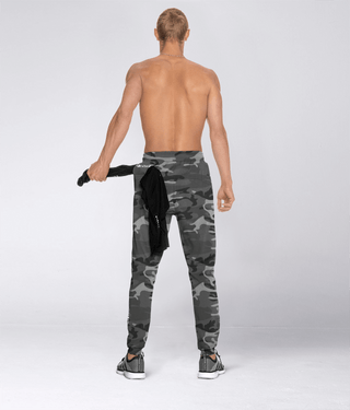Born Tough Core Fit Flatlook Seams Zippered Jogger Pants for Men Grey Camo