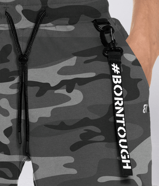 Born Tough Core Fit Sidelock Pocket Zippered Jogger Pants for Men Grey Camo