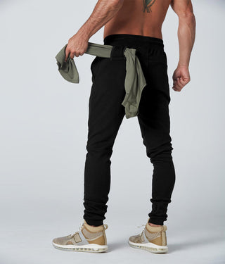 Born Tough Core Fit Zippered Crossfit Jogger Pants for Men Black