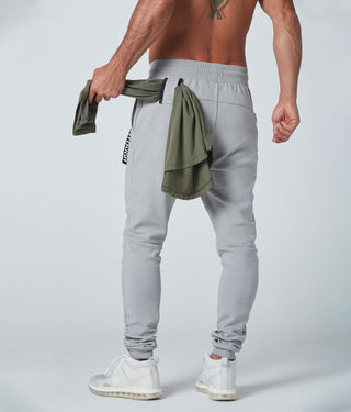 Born Tough Core Fit Zippered Athletic Jogger Pants for Men Metal Gray