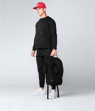 Born Tough Men 3M Reflective Logo Side-Zip Drop Pocket Crewneck Black
