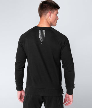 Born Tough Men Curved Hem Side-Zip Drop Pocket Crewneck Black