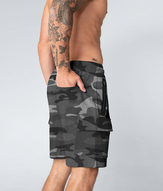 Born Tough Men's Crossfit Cargo Shorts Grey Camo