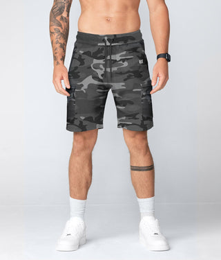Born Tough Men's Crossfit Cargo Shorts Grey Camo