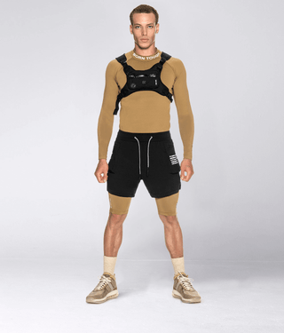 Born Tough Men's Gravity Pockets Compression Shorts Khaki