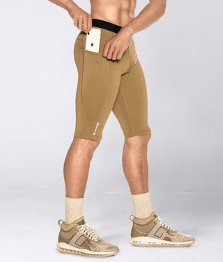 Born Tough Men's Maximum Performance Compression Shorts Khaki