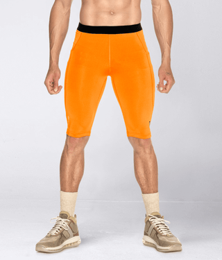 Born Tough Men's Signature Elastane Blend Compression Shorts Orange