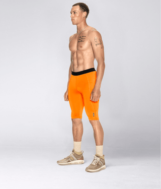 Born Tough Men's Maximum Performance Compression Shorts Orange