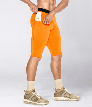 Born Tough Men's Phone Pockets Compression Shorts Orange
