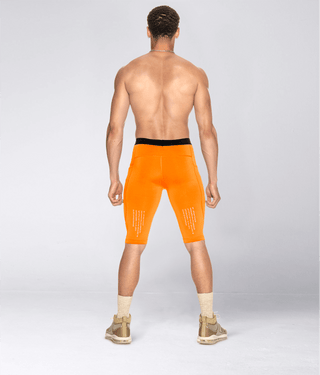 Born Tough Men's Visible Graphic Compression Shorts Orange