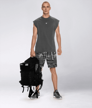 Born Tough Men Promoting Ventilation Core Fit Zippered Shorts Grey Camo