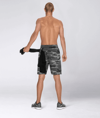 Born Tough Men Heat Sealed Zip Pocket Core Fit Zippered Shorts Grey Camo