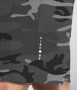 Born Tough Men Phone Pocket Core Fit Zippered Shorts Grey Camo