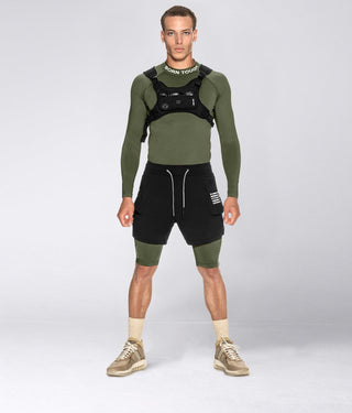 Born Tough Men's Athletic Gravity Pockets Compression Shorts Military Green