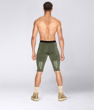 Born Tough Men's Athletic Elastane Blend Compression Shorts Military Green
