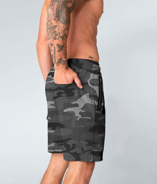 3000. Viscose Core Fit Zippered Shorts Grey Camo