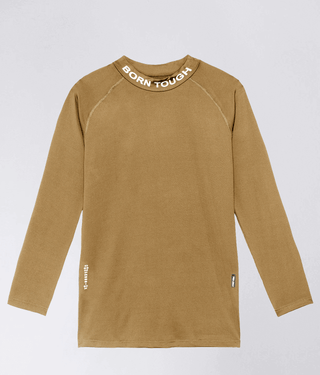 Born Tough Mock Neck Longitudinal Elasticity Long Sleeve Compression Shirt For Men Khaki