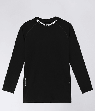 Born Tough Mock Neck Longitudinal Elasticity Long Sleeve Compression Shirt For Men Black