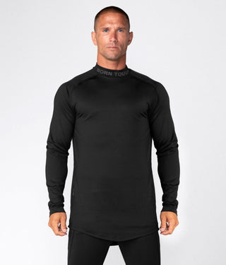 Born Tough Mock Neck Elegant Fitting Long Sleeve Base Layer Shirt For Men Black