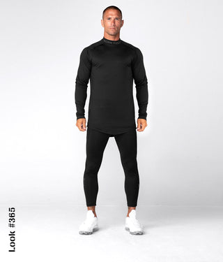Born Tough Mock Neck Reflective Design Long Sleeve Base Layer Shirt For Men Black