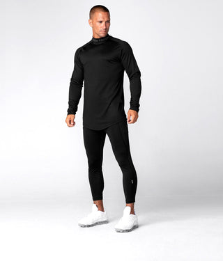 Born Tough Mock Neck High-Performance Long Sleeve Base Layer Shirt For Men Black