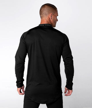 Born Tough Mock Neck 4-way Stretchable Long Sleeve Base Layer Shirt For Men Black