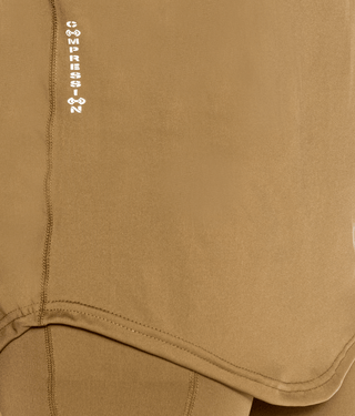 Born Tough Mock Neck Extended Curve Hem Long Sleeve Base Layer Shirt For Men Khaki