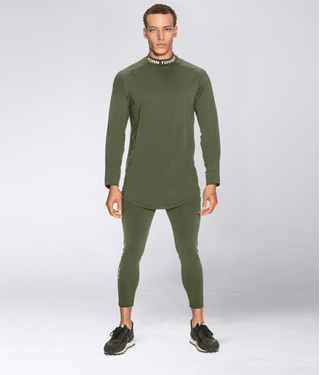 Born Tough Mock Neck Ultrasoft Long Sleeve Base Layer Shirt For Men Military Green