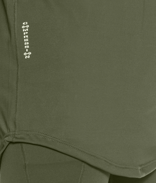 Born Tough Mock Neck Extended Curve Hem Long Sleeve Base Layer Shirt For Men Military Green